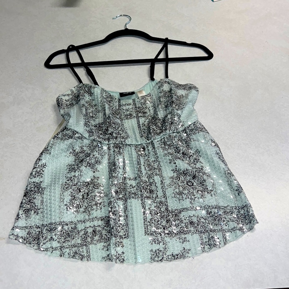 Buckle Blue sequin tank top